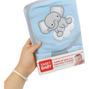 Set Salida De Baño Bebé Con Capucha + 3 Toallitas Suaves Azul Claro