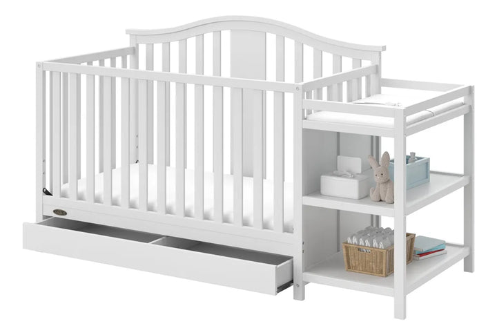 Cuna Convertible 4 En 1 Con Cambiador Y Cajón Blanca