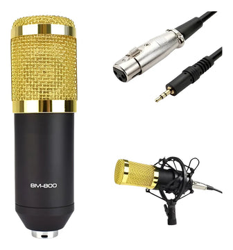 Microfono Condensador Profesional Bm-800 + Tarjeta De Sonido Negro/dorado