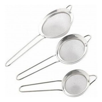 Colador De Jugos Metalico Utensilio De Cocina Pack X3 Plateado