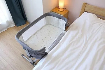 Papablic 2-en-1 Bonni Bebe Cuna Y Cama De Noche, Gris