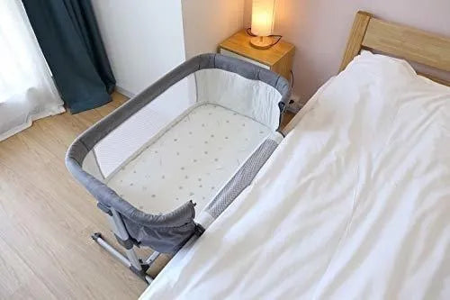 Papablic 2-en-1 Bonni Bebe Cuna Y Cama De Noche, Gris