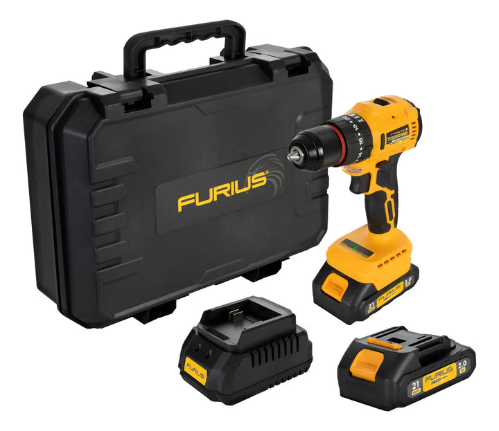 Taladro Percutor Inalamb 1/2 45nm + 2 Bate Brushless Furius Amarillo 50/60