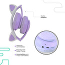 Audifonos Diadema Gato Inalambricos Bluetooth Fm Luces Niña Color Violeta Luz Rgb