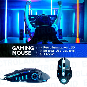 Kit de teclado y mouse gamer Weibo WB-550 Español España de color negro