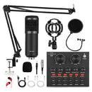 Kit Micrófono Condensador + Tarjeta Sonido + 9 Accesorios Negro