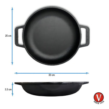 Sarten 10 D/asa (flat) De Hierro Fundido Esmaltado Victoria Color Negro