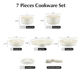 Juego De Ollas Sartenes Antiadherentes De Cerámica,no Tóxico Blanco