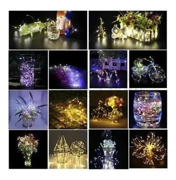 Luces Micro Led Decoración Luz Navidad Pilas Alambre Agua 3m Cálida