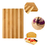 Tabla De Bambú Original Para Servir Carne Asados Cortar Liso Beige