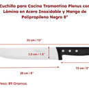 Cuchillo De Cocina Tramontina 8pulgada-20cm Carnicero Plenus Negro/hoja De Acero Brillante