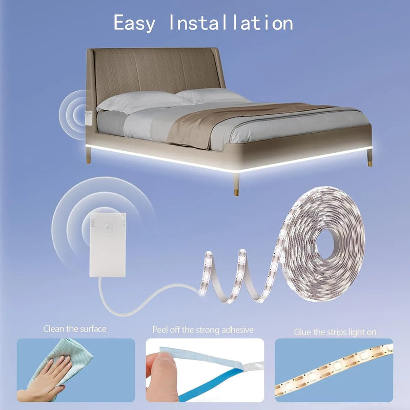 Cinta Led Tira De Luz Con Sensor De Movimiento 2m Usb Amarillo