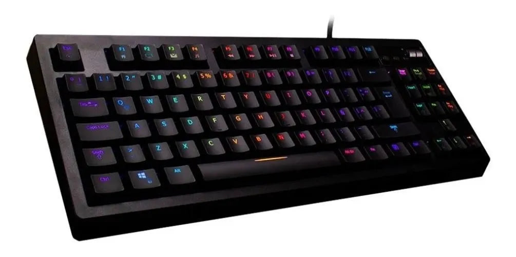 Teclado VSG QWERTY Outemu Red español latinoamérica color negro con luz RGB