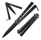 Navaja Mariposa Cuchillo Portátil Táctico Camping Filo Negro