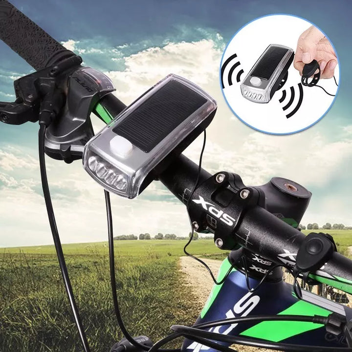 Linterna Led Bicicleta Con Pito Recargable Usb Solar 045