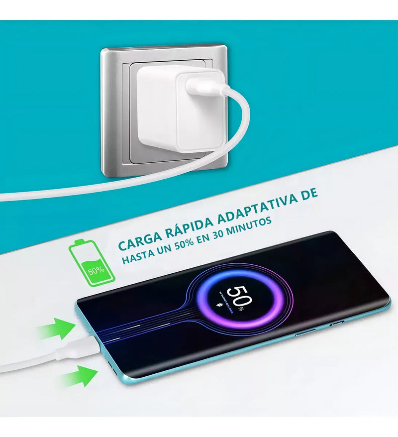Cargador Rápido 33w Usb Tipo C Para Xiaomi, Carga Rápida Y Eficiente, Compatible Con Modelos Xiaomi, Perfecto Para Cargar Tu Teléfono De Forma Rápida Y Segura