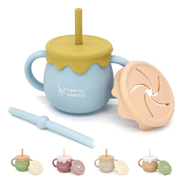 Teensy Peepsy Honey Pot - Vaso De Entrenamiento De Silicona. Color Tarro De Miel Azul