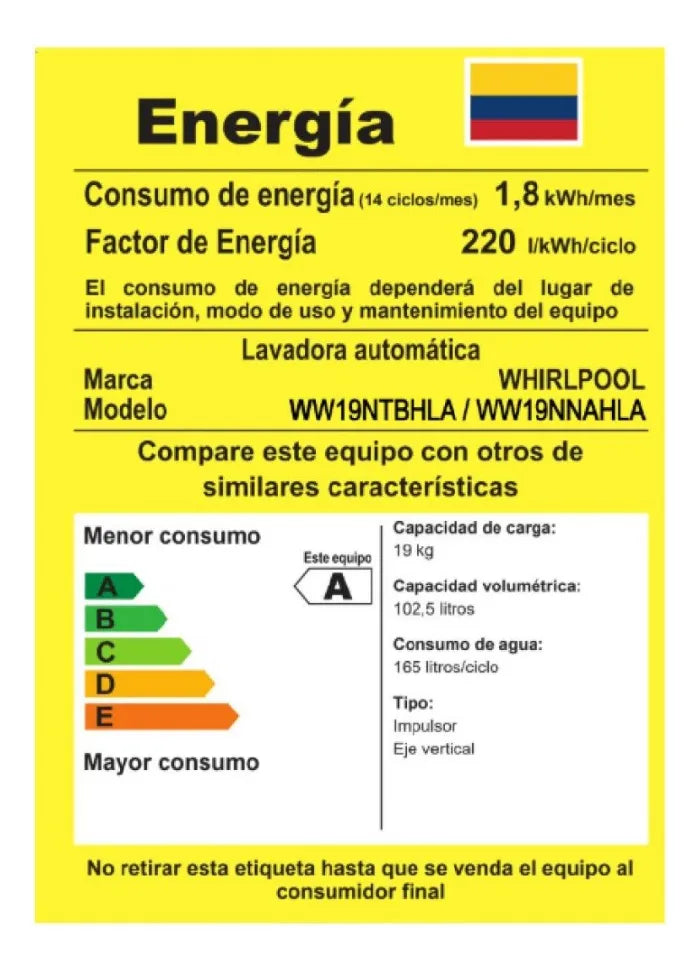 Lavadora Whirlpool Smart Action 19kg Gris Ww19ntbhla