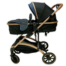 Coche Moisés Para Bebe Lujo 0 A 4 Años Ultra Liviano Color Azul - Negro Chasis 7622201720063