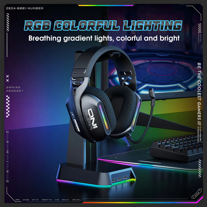 Audífonos Gamer Onikuma Gt808 Tri-mode Compatible Ps5 Color Negro