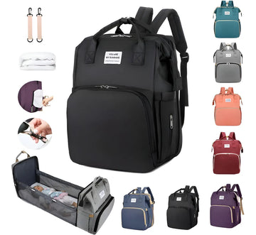 Mochila Pañalera Cuna Impermeable Multifunción Bebé Viaje Color Negro
