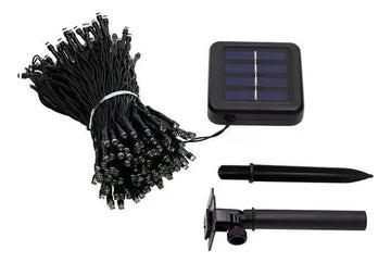 Luz Navideña Solar 100 Led 12mt Recargable Cálida Secuencias Cálido
