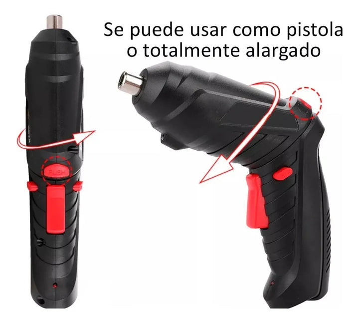Destornillador Atornillador Electrico Inalambrico Recargable Negro