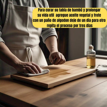Tabla Bambú Picar Cortar Verduras Quesos Cocina 28x40 Rectangular Madera