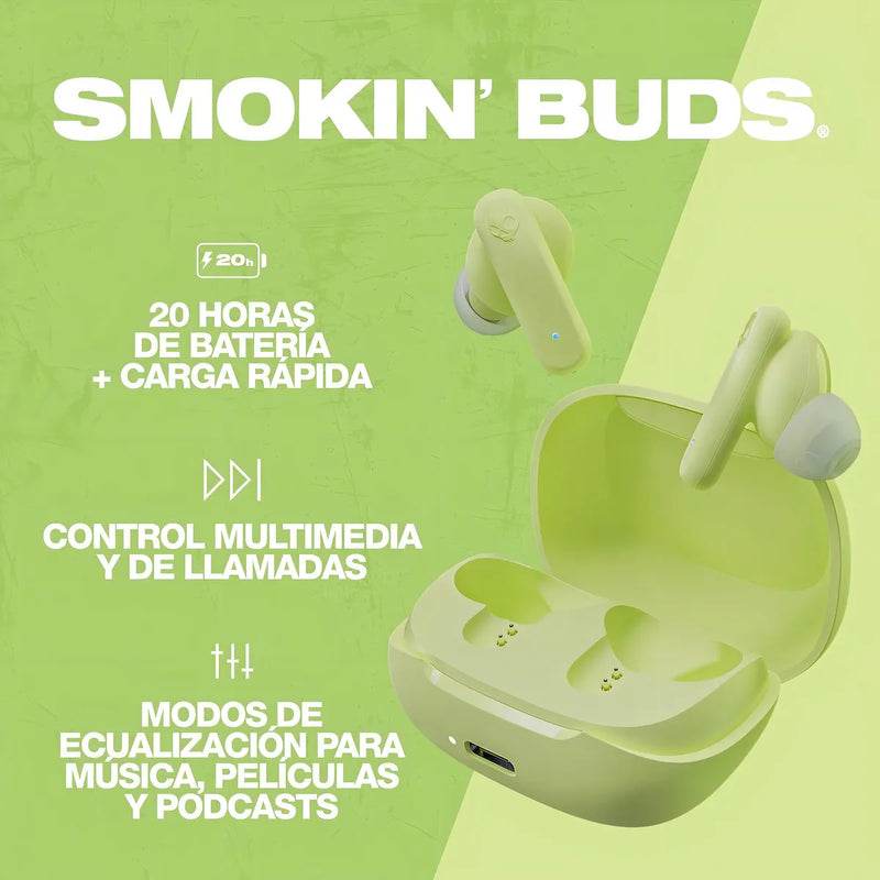 Audífonos Inalámbricos Skullcandy Smokin Buds Matcha Color Verde