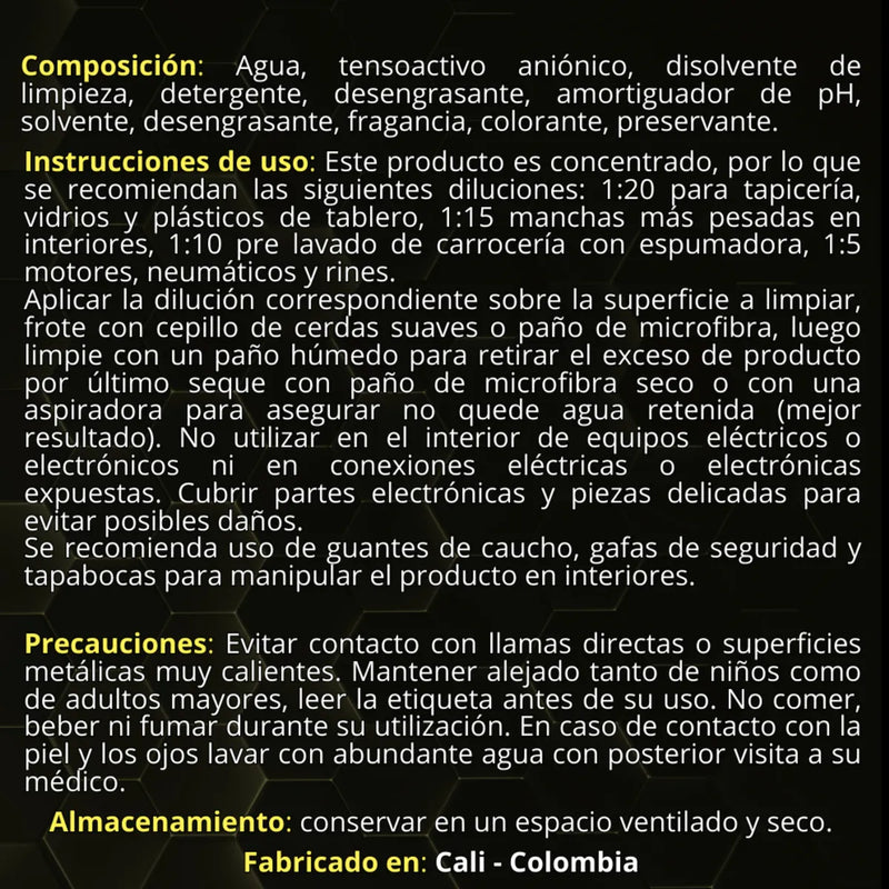 1 L De Apc X20 Para Carros + 5 Brochas + 2 Paños 30 Cm