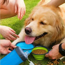Vaso Portatil Croquetas Agua Mascotas Plato Plegable 2 En 1 Color Verde