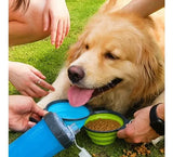 Vaso Portatil Croquetas Agua Mascotas Plato Plegable 2 En 1 Color Verde