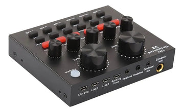 Kit Micrófono Profesional De Condensador + Tarjeta Sonido V8 Negro