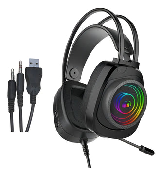 Audifonos Monster Gamer Diadema Auriculares Rgb N5-3.5 Color Negro