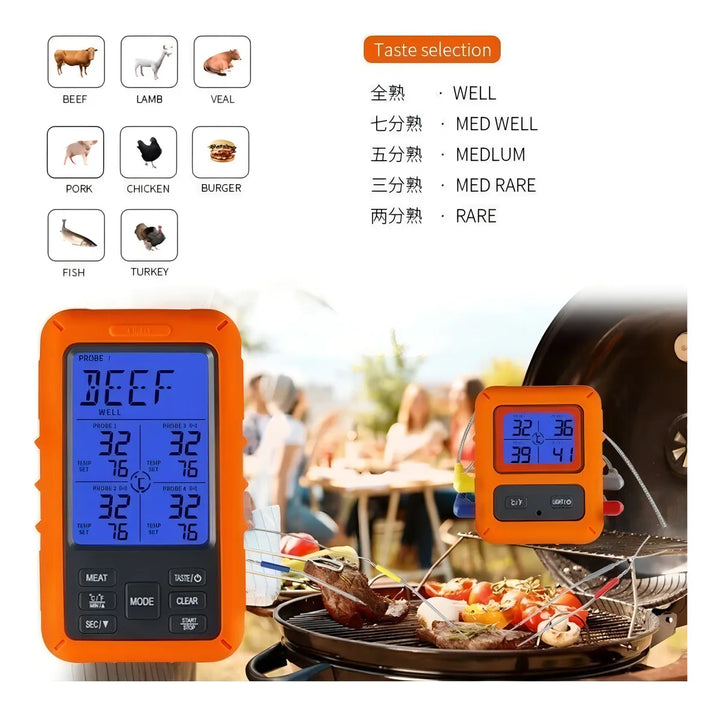 Termometro Digital 4sondas Alimentos Asasdor Barril Parrilla