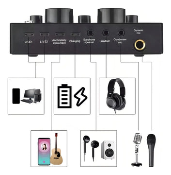 Interfaz de audio Live Sound Card V8 negra