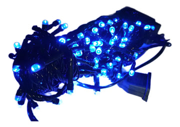 Serie Navideña Luz Led Azul X100 Luces Cable Verde Paq. X2