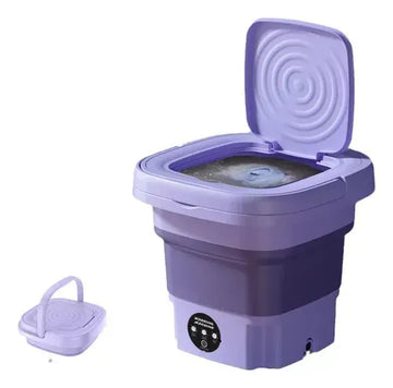 Lavadora Portátil 8l Plegable Eléctrica Viaje Multifuncional Lila