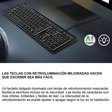 Teclado Con Cable Genius Slimstar 820 Iluminado Usb Teclado Negro Idioma Español España