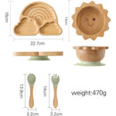 Set De Platos De Bambú Antideslizante Y Silicona Para Bebés