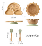 Set De Platos De Bambú Antideslizante Y Silicona Para Bebés