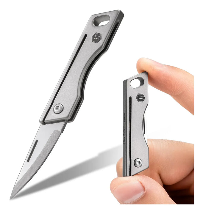 Cuchillo De Bolsillo Edc Mini Plegable De Titanio Gris