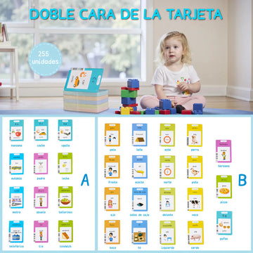 Lictin 255 tarjetas parlantes juguetes de aprendizaje para niños pequeños de 3-6 años educativos preescolares con 510 palabras visuales de terapia del habla sensoriales GCD0101
