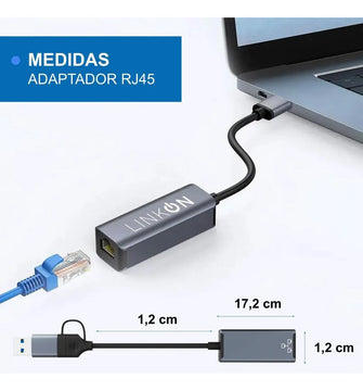 Adaptador 2en1 Usb A Y C A Rj45 Lan Ethernet 10/100/1000mbps
