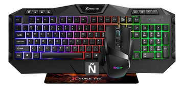 Combo Gamer 3en1 Xtrike Me Teclado Mouse Pad Pc Gaming Juego Color del teclado Negro