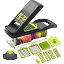 Cortador y rallador de verduras GIB Cleaningtool con mandolina, 12 en 1, con cuchillas, cesta y recipiente intercambiables