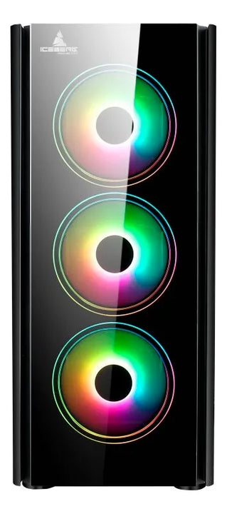 Gabinete Iceberg Crystal G9 Atx 4 Ventiladores Color Negro