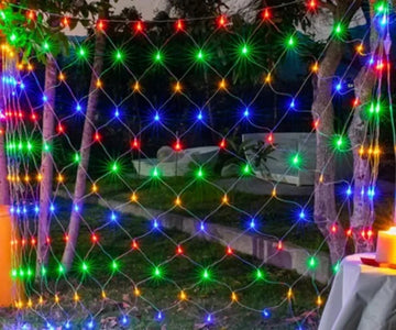 Luces De Navidad Malla Multicolor 2mx2m 160 Bombillos Silico Rojo