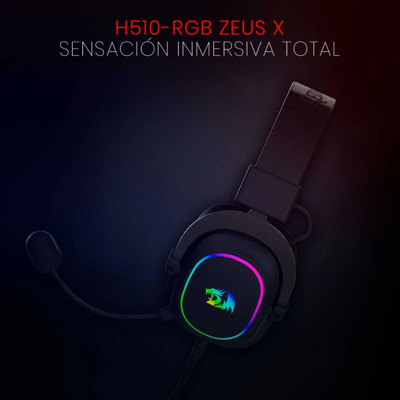 Auriculares Gamer Redragon Gamer Zeus X H510 Rgb Led Usb Negro