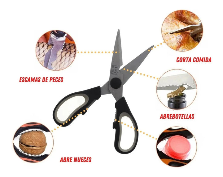 Tijeras De Cocina Tijeras Chef Acero Inoxidable Multiusos Negro